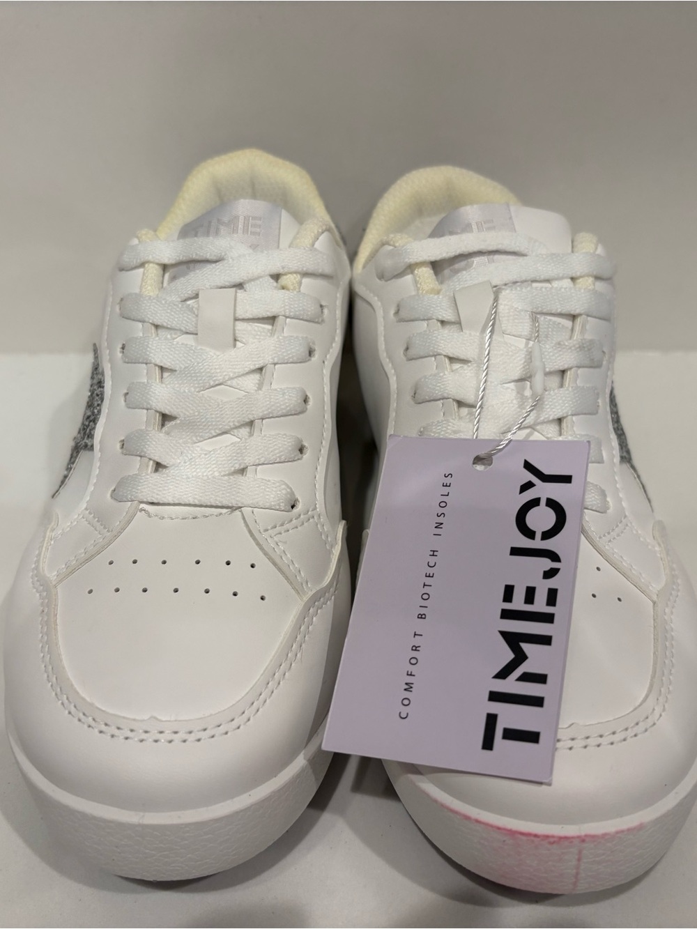 TIMEJOY White Sneakers with Silver Glitter Star Size 6 NWT - Picture 5 of 6